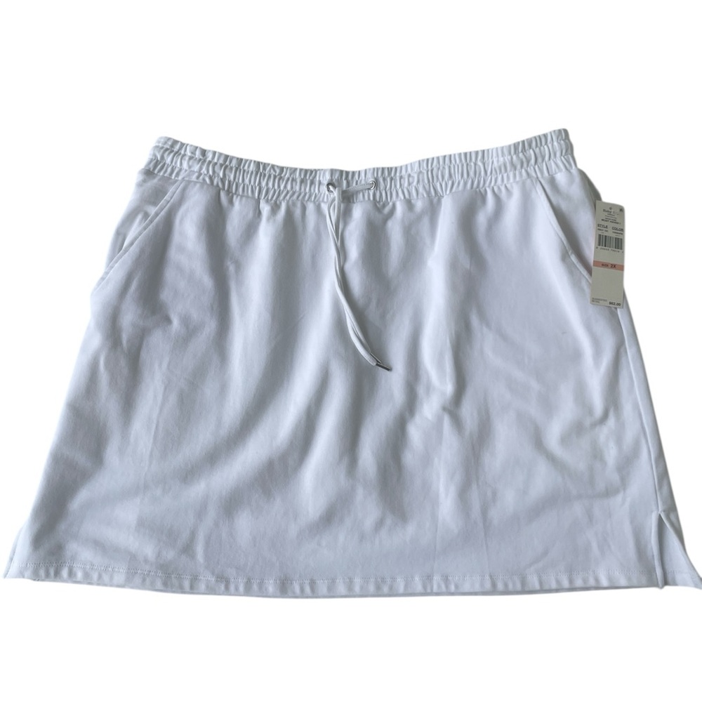 Ruby Rd. White Knit Skort Drawstring Waist Pockets Cotton Spandex Womans Sixe 2X